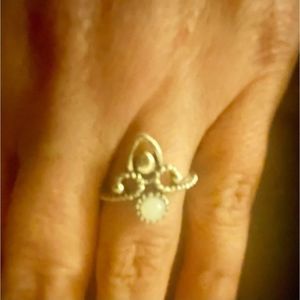 Cute silver opal FLEUR DE LIS RING